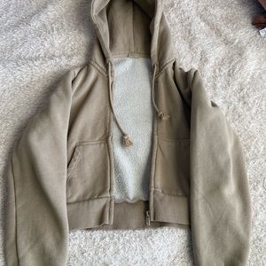 tan brandy melville cropped zip up